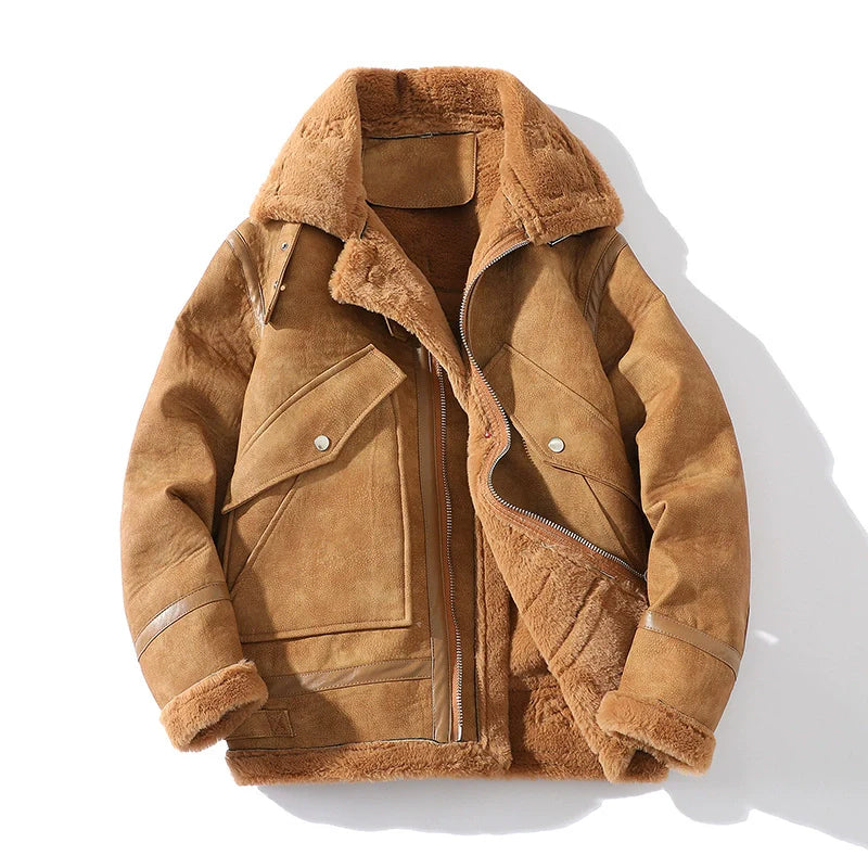 Men's Suede Jacket With Buckle Collar | Winter Style