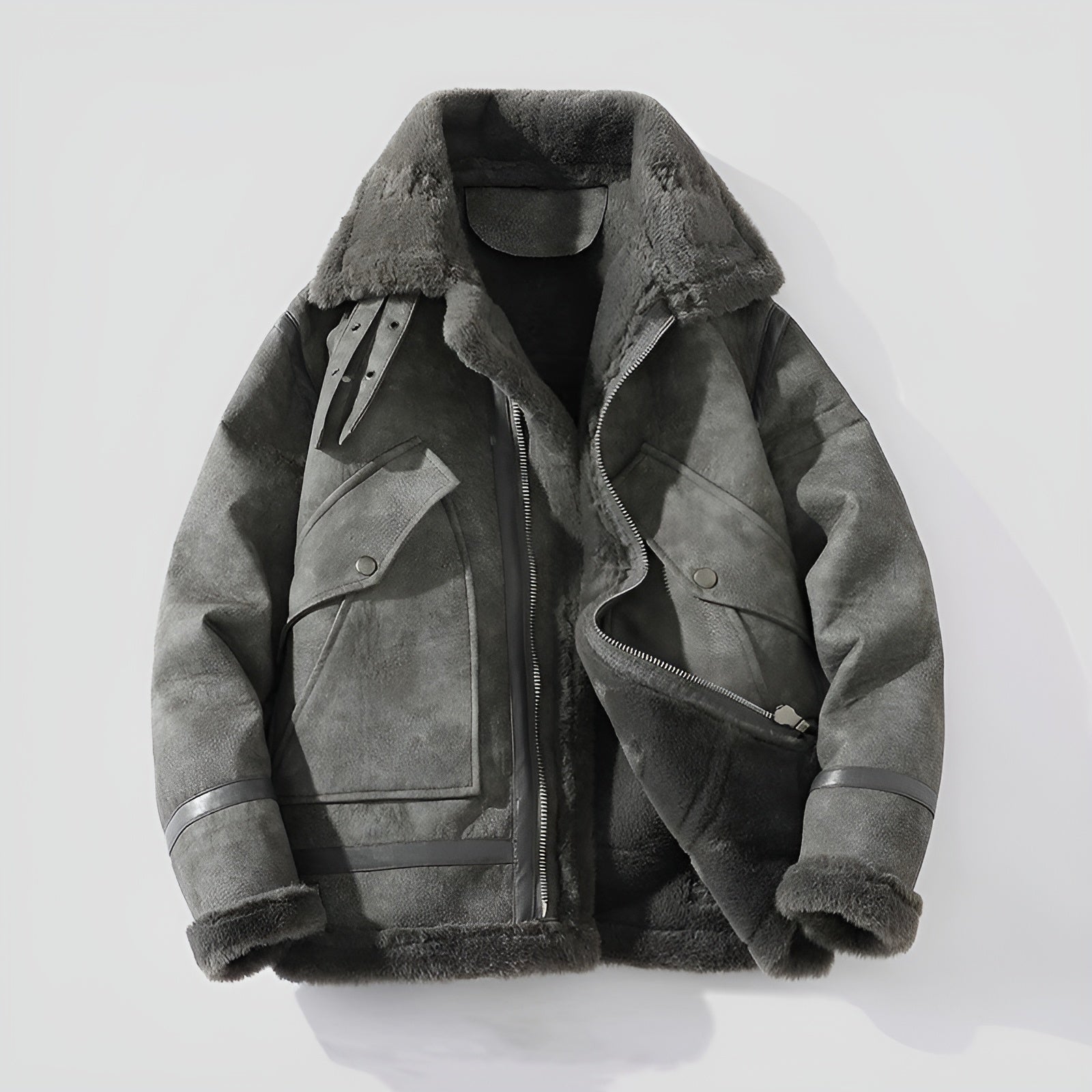 Men's Suede Jacket With Buckle Collar | Winter Style
