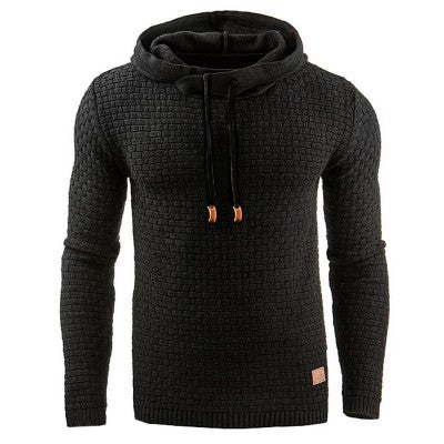 Men's Textured Knit Hoodie Long Sleeve Sweater | Pullover
