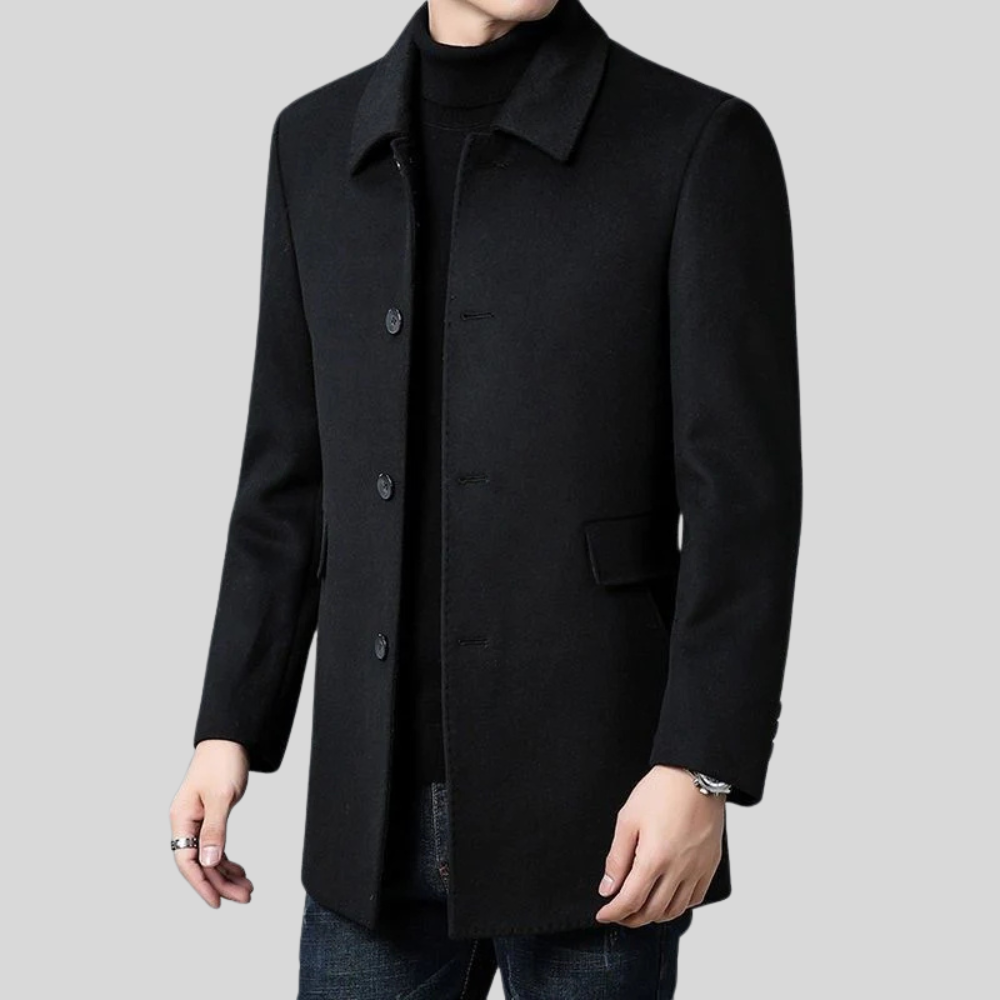 Men's Winter Coat Button-Up Wool Blend | Outerwear
