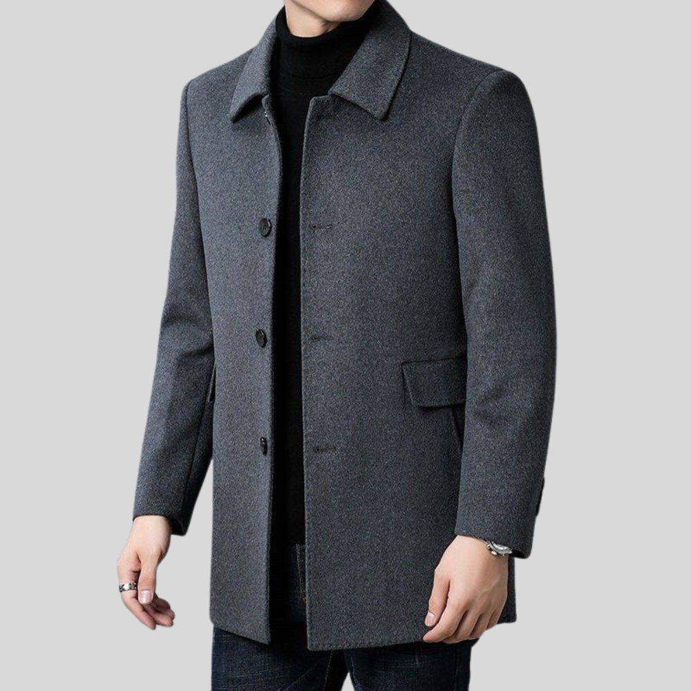 Men's Winter Coat Button-Up Wool Blend | Outerwear