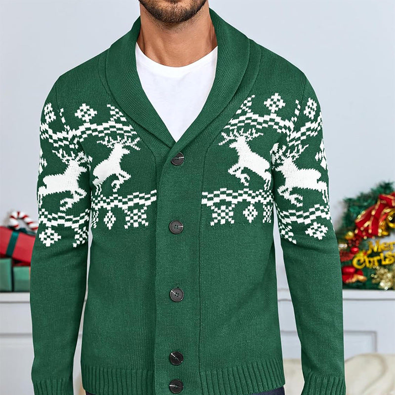 Men's Christmas Jumper Knit Cardigan | Reindeer
