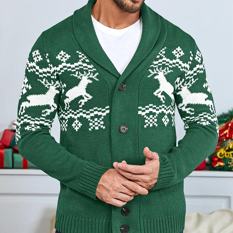 Men's Christmas Jumper Knit Cardigan | Reindeer