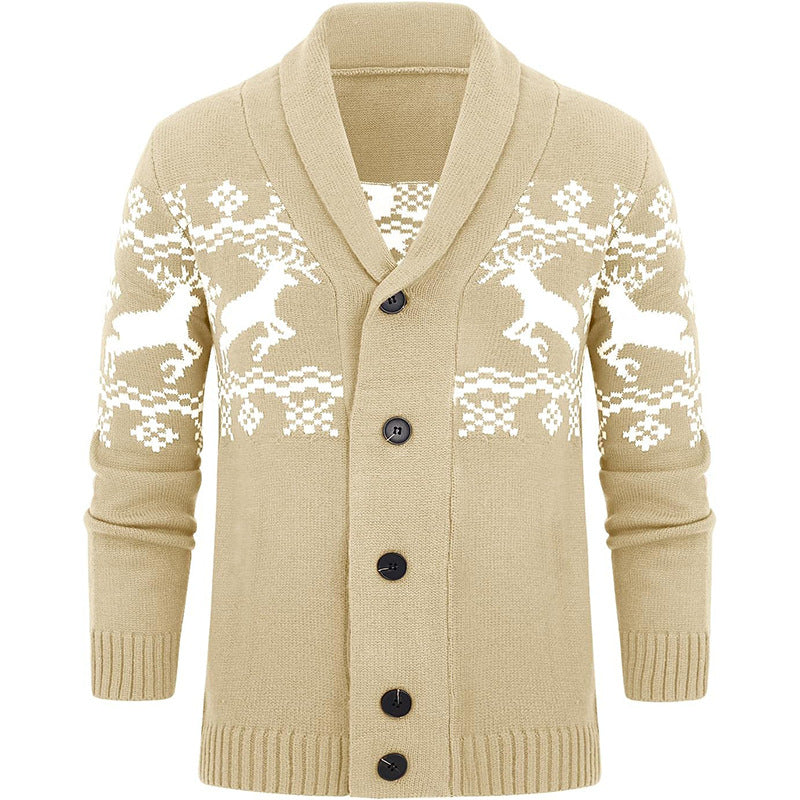 Men's Christmas Jumper Knit Cardigan | Reindeer