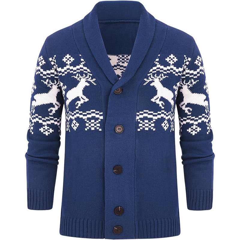 Men's Christmas Jumper Knit Cardigan | Reindeer