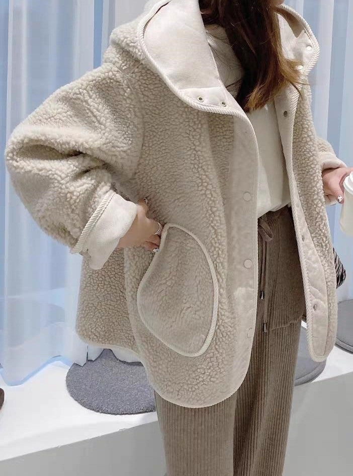 Oversized Plush Button-Up Women's Jacket | Winter