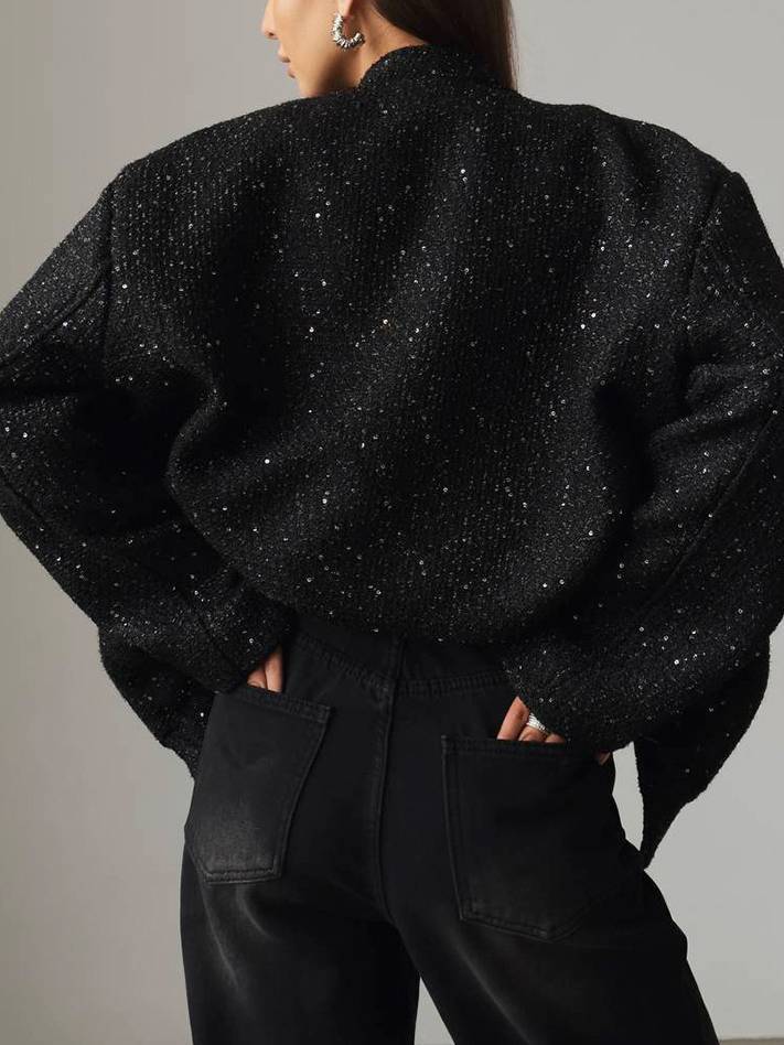Oversized Sparkly Button-Up Women’s Jacket | Classic