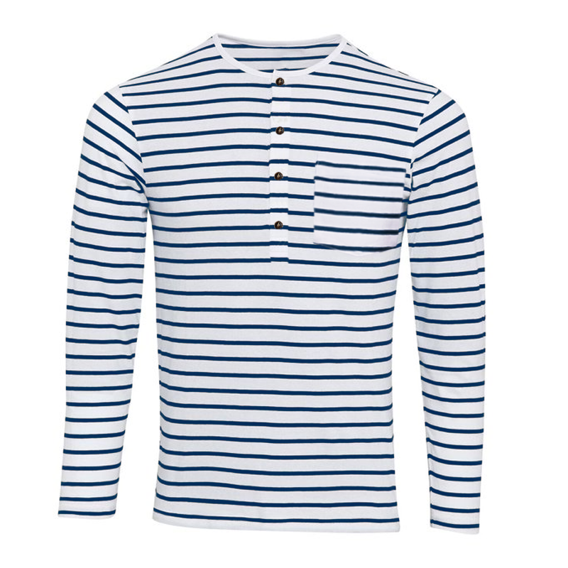 Ronan | Men's Long Sleeve Henley Shirt | Striped