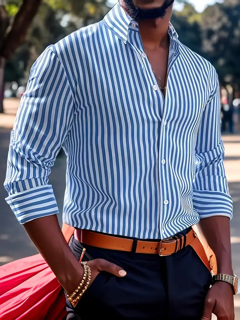 Ruairi | Men's Long Sleeve Shirt | Designer Stripe