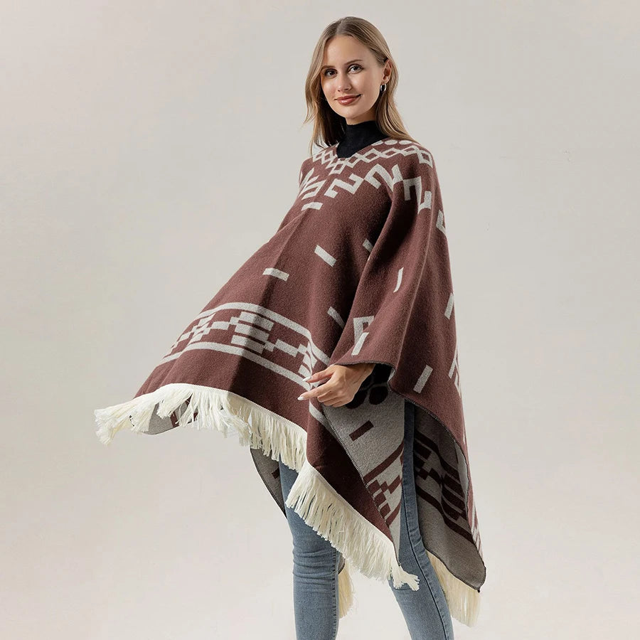 Women's Cape Oversized with Fringes | Winter