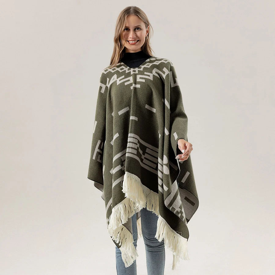 Women's Cape Oversized with Fringes | Winter