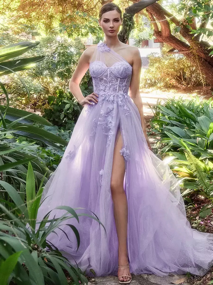 Stunning Women's Prom Dress With One Shoulder | Slit Gown