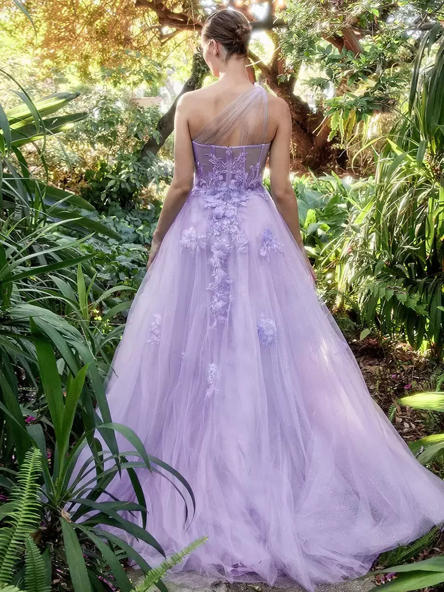 Stunning Women's Prom Dress With One Shoulder | Slit Gown