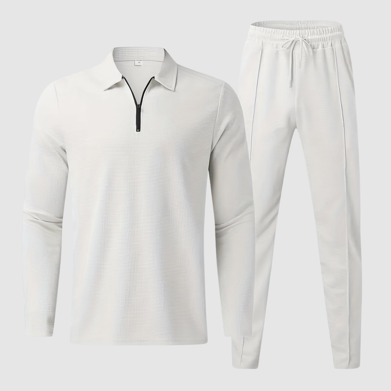 Stylish Men's Tracksuit Set With Zip Polo Top | Loungewear