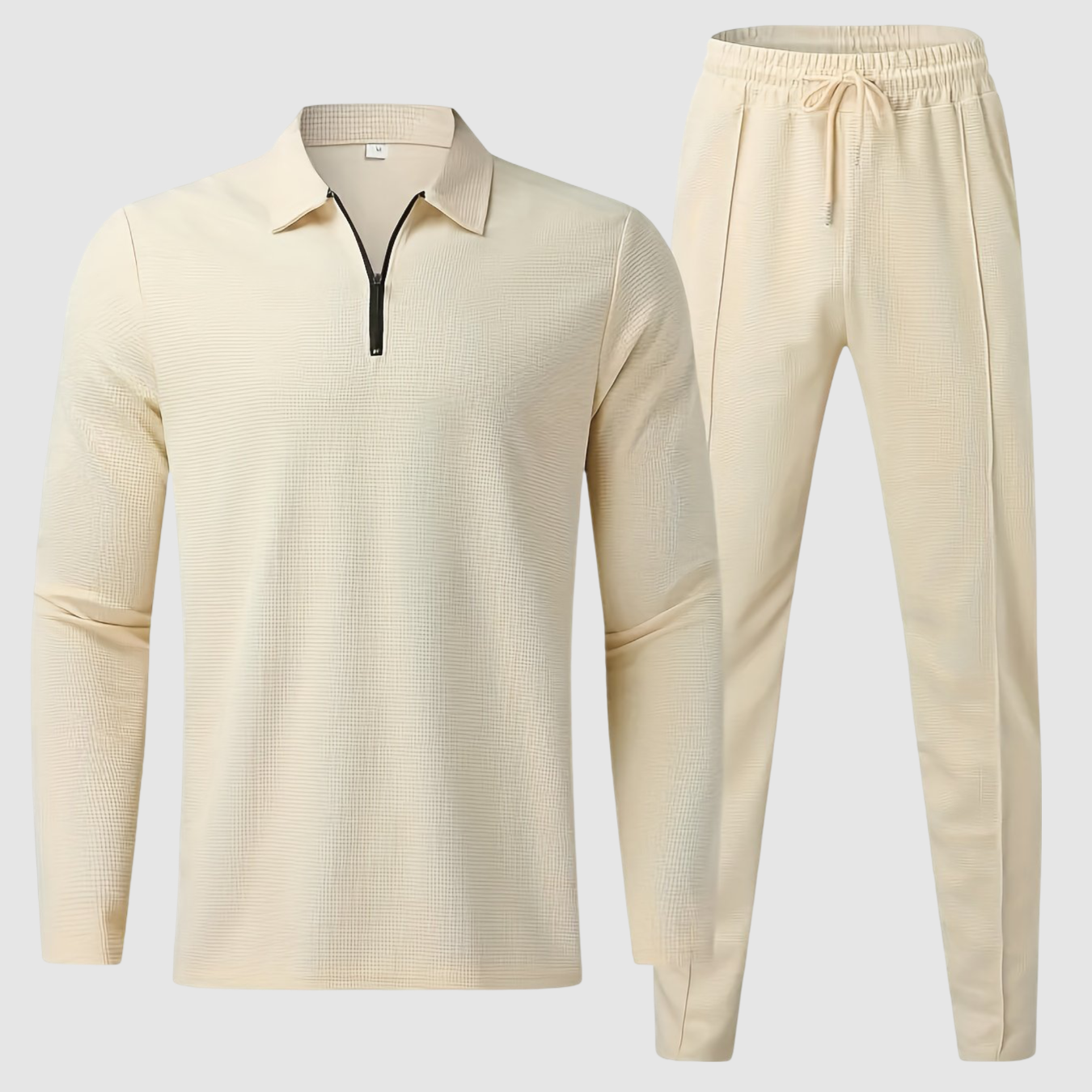 Stylish Men's Tracksuit Set With Zip Polo Top | Loungewear