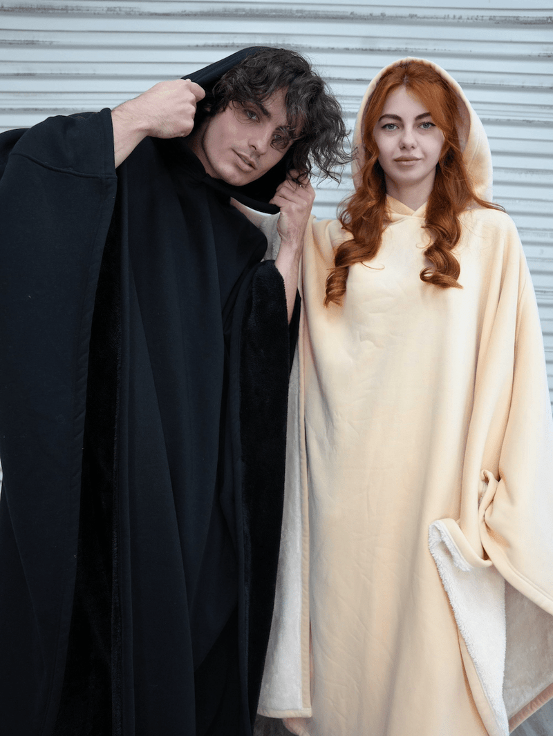 Unisex Fleece Poncho With Hood | Winter