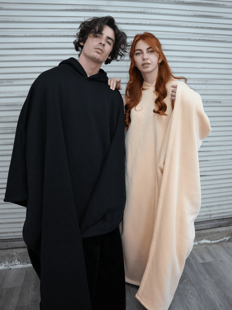 Unisex Fleece Poncho With Hood | Winter