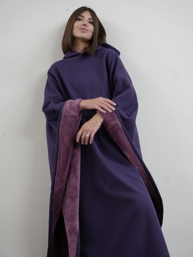 Unisex Fleece Poncho With Hood | Winter