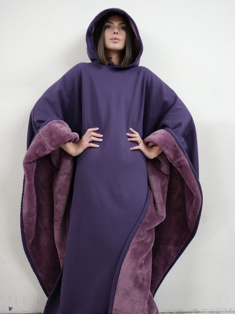 Unisex Fleece Poncho With Hood | Winter