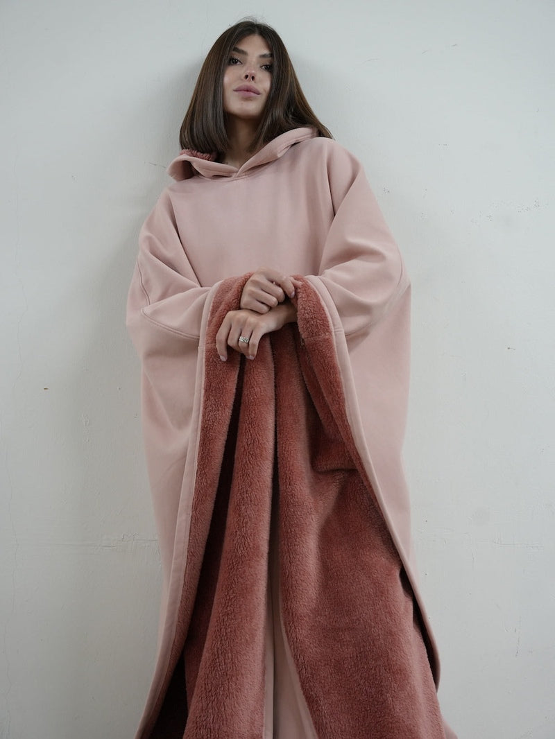Unisex Fleece Poncho With Hood | Winter