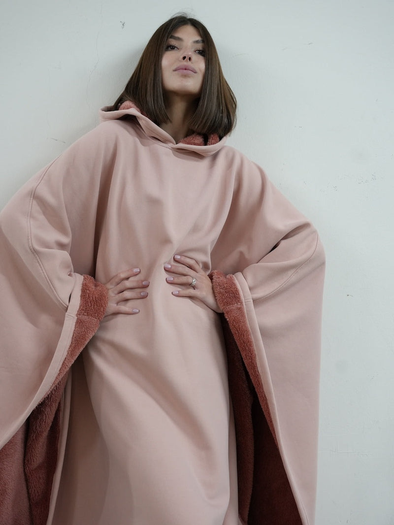 Unisex Fleece Poncho With Hood | Winter