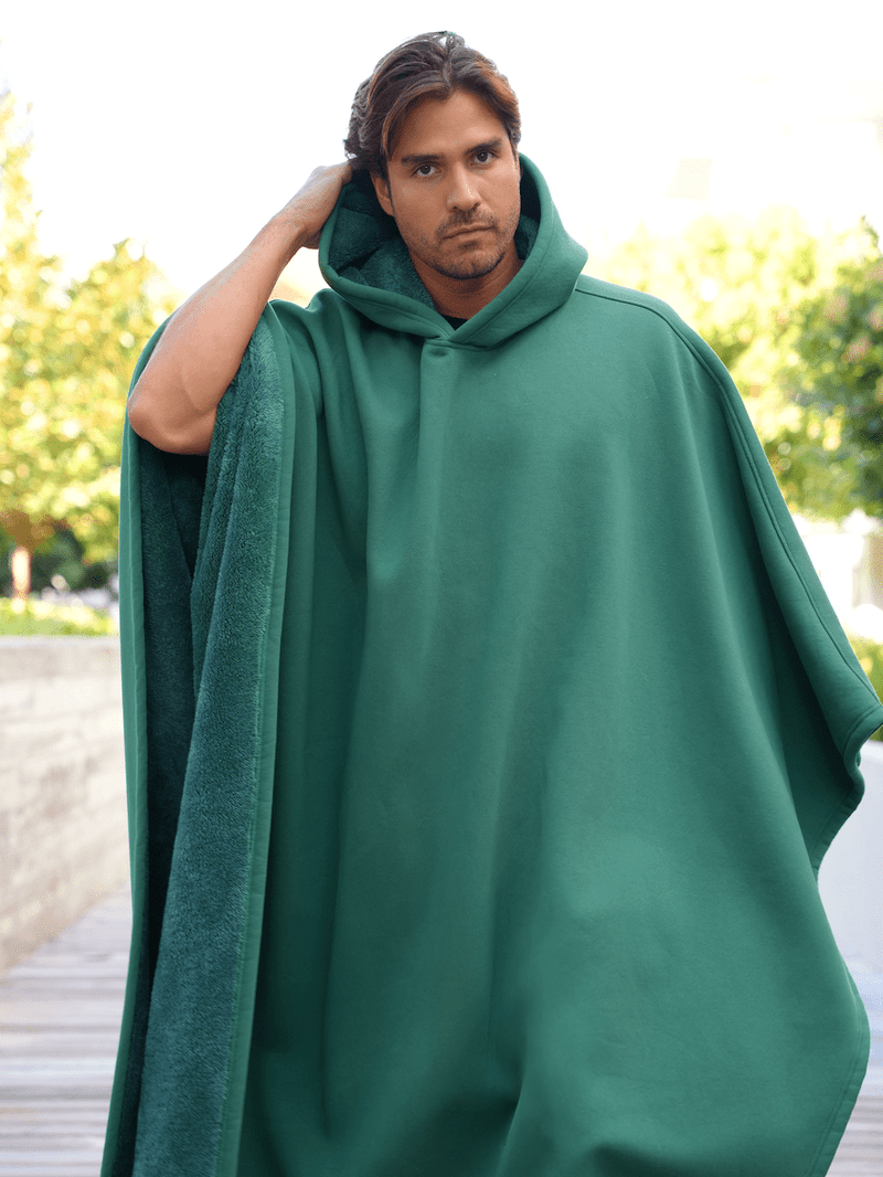 Unisex Fleece Poncho With Hood | Winter