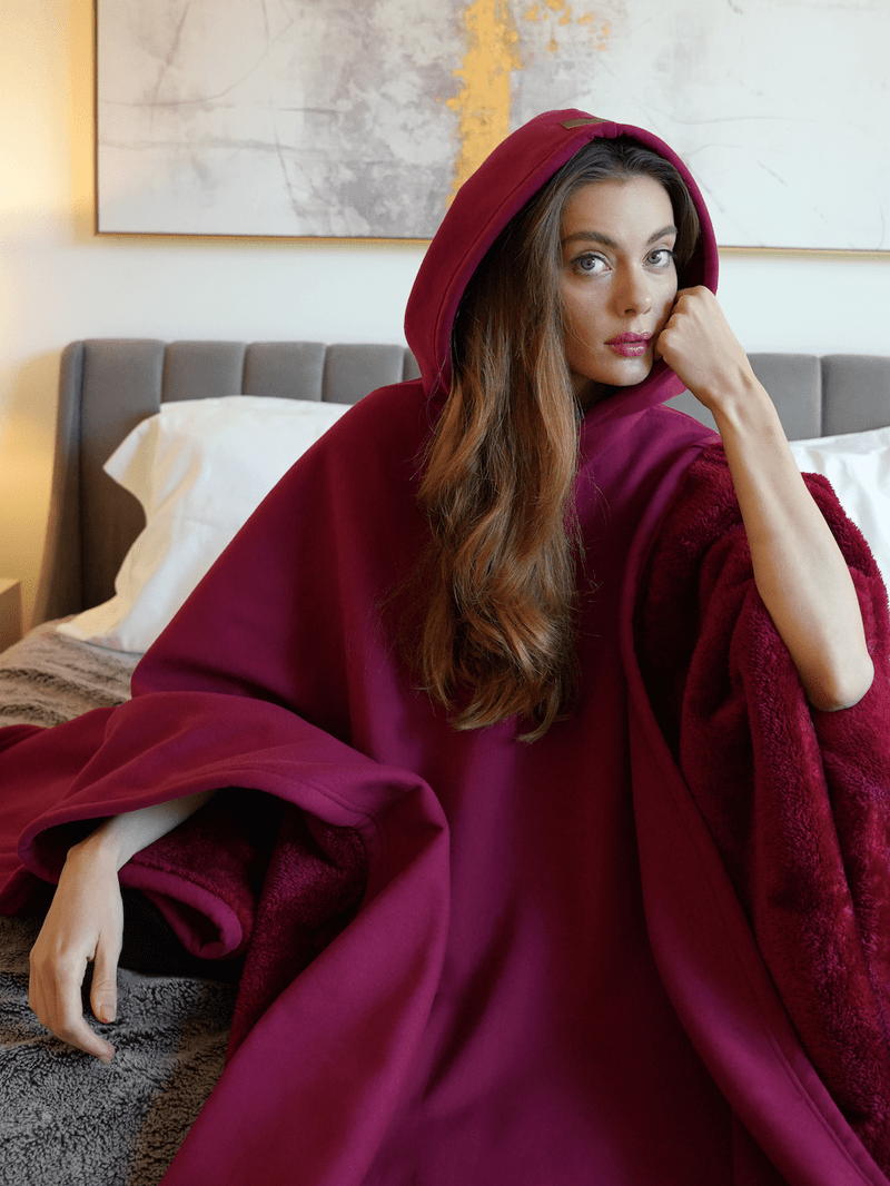 Unisex Fleece Poncho With Hood | Winter