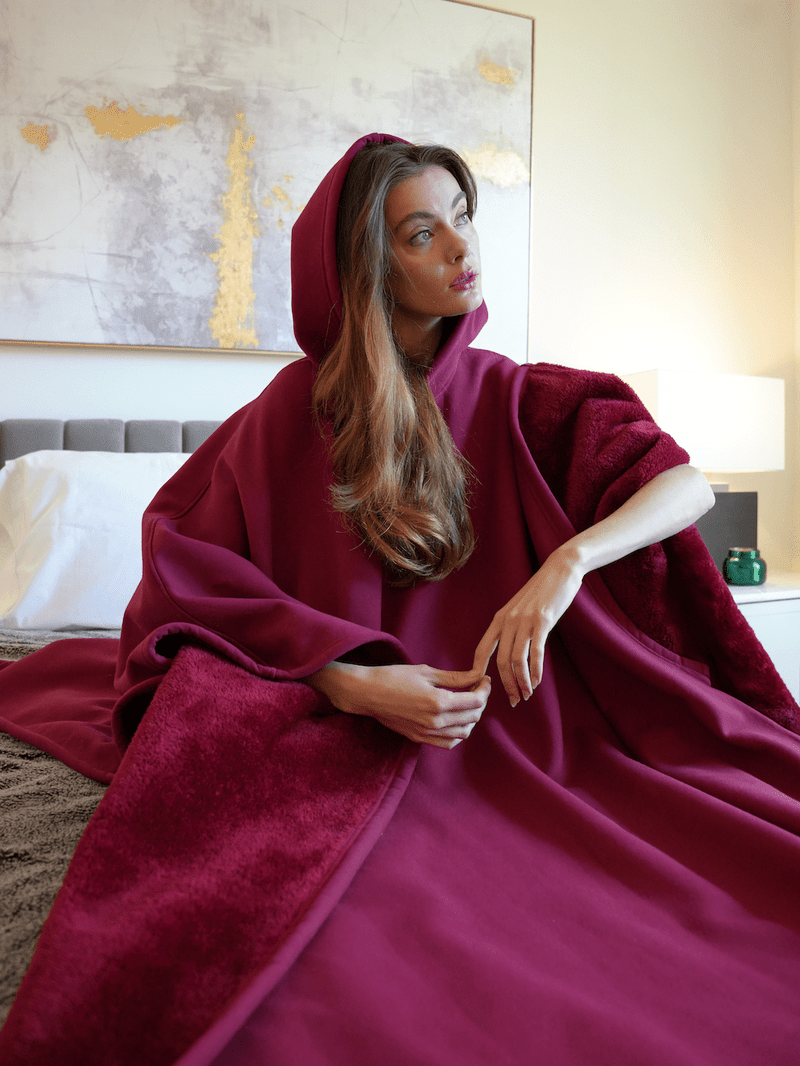 Unisex Fleece Poncho With Hood | Winter