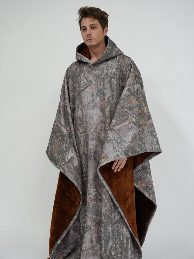 Unisex Fleece Poncho With Hood | Winter