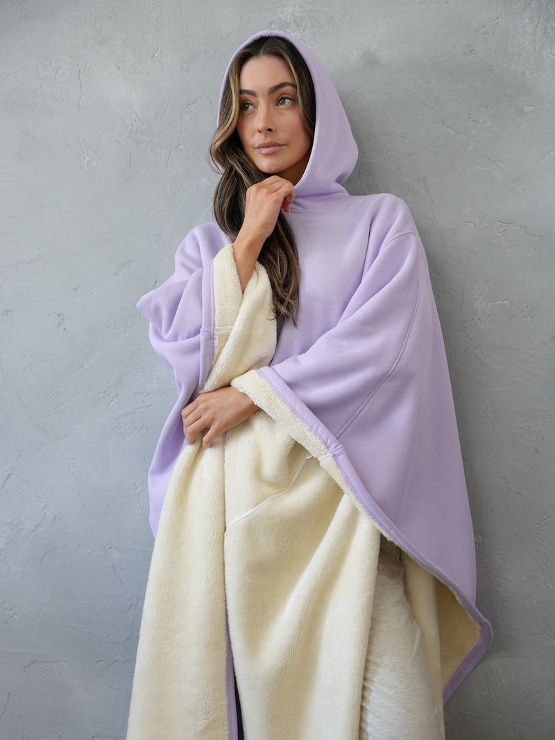 Unisex Fleece Poncho With Hood | Winter