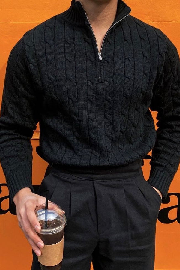 Vntura | Cable Knit Sweater with Half Zip