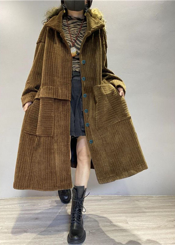 Winter Women's Coat With Button Front & Pockets | Long