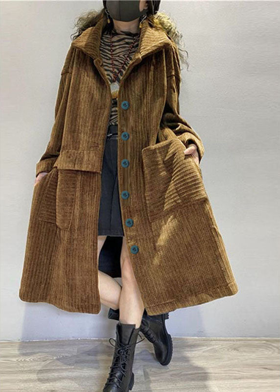 Winter Women's Coat With Button Front & Pockets | Long