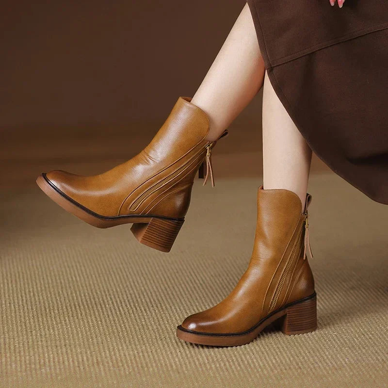 Women's Ankle Boots With Side Zip | Block Heel