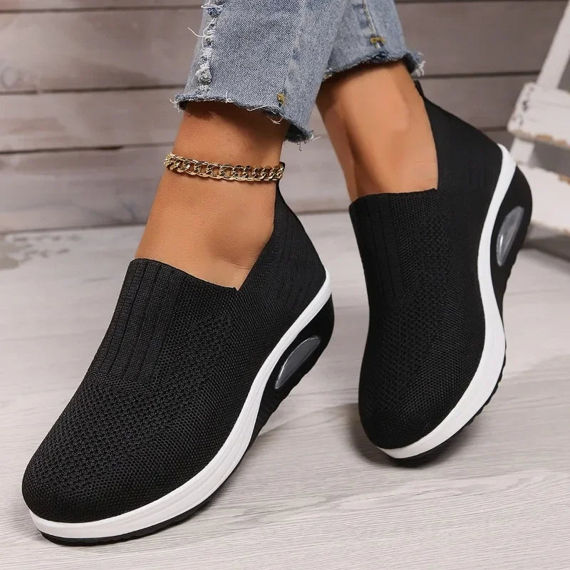 Women's Black Trainers Slip On | Walking