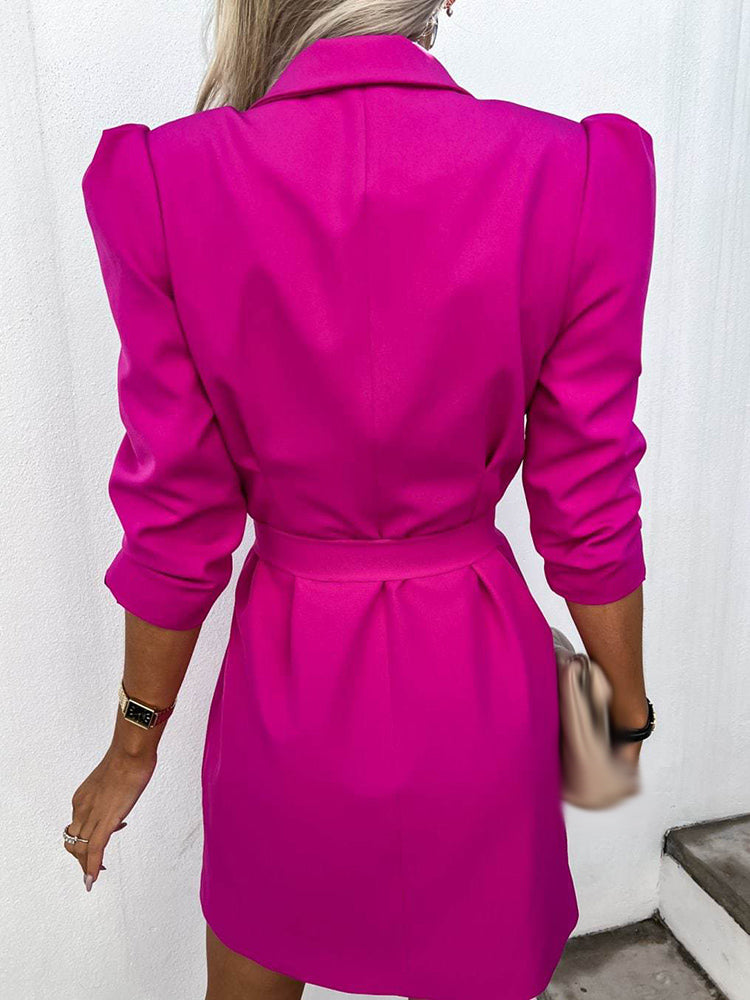 Women's Blazer Dress Belted Mini | Puff Sleeve