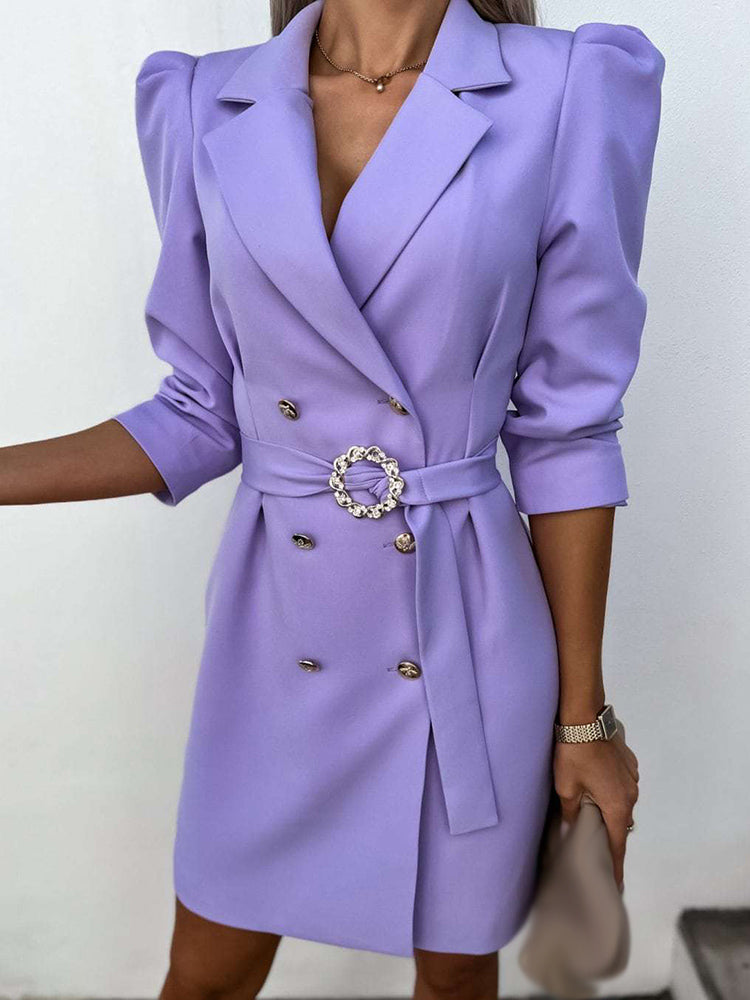 Women's Blazer Dress Belted Mini | Puff Sleeve