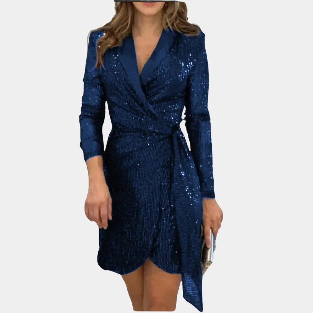 Women's Blazer Dress Sequin Mini | Wrap Front