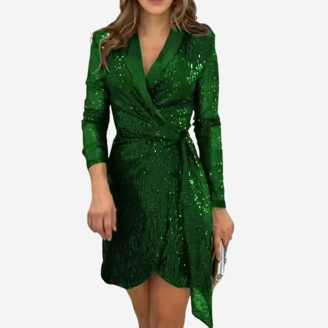 Women's Blazer Dress Sequin Mini | Wrap Front
