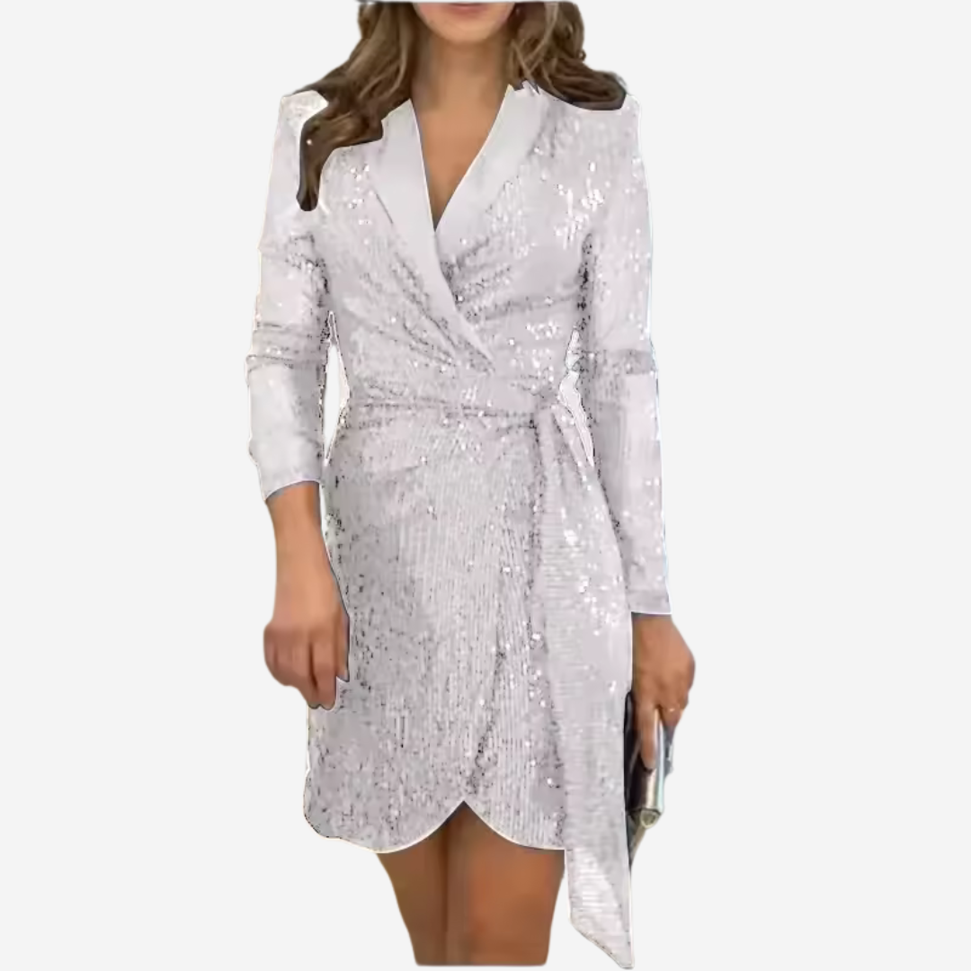 Women's Blazer Dress Sequin Mini | Wrap Front