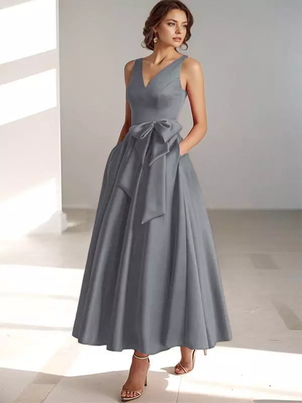 Women's Bridesmaid Dress Bow Waist | Maxi