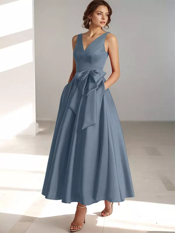 Women's Bridesmaid Dress Bow Waist | Maxi