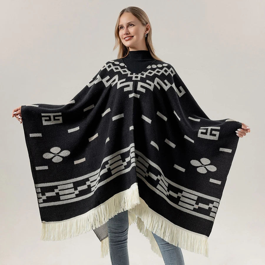Women's Cape Oversized with Fringes | Winter