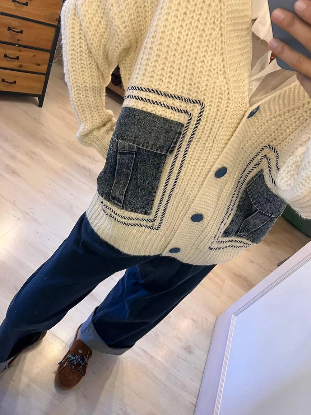 Women's Cardigan Chunky Knit Front Pockets | Oversized