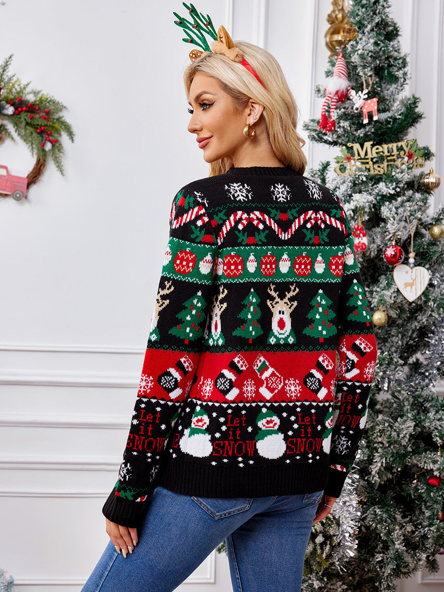 Women's Christmas Cardigan Knit Reindeer & Snowman | Festive