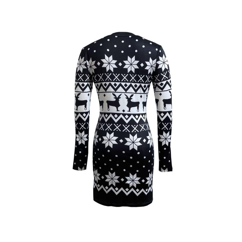Women's Christmas Jumper Dress Reindeer Long Sleeve | Winter