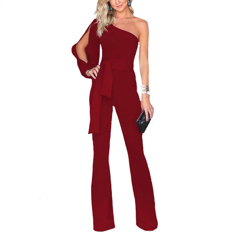 Women's Christmas Party Outfit Jumpsuit One Shoulder | Flared