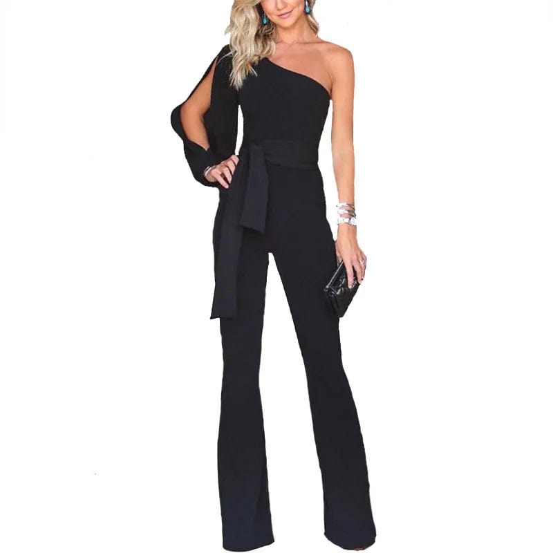 Women's Christmas Party Outfit Jumpsuit One Shoulder | Flared