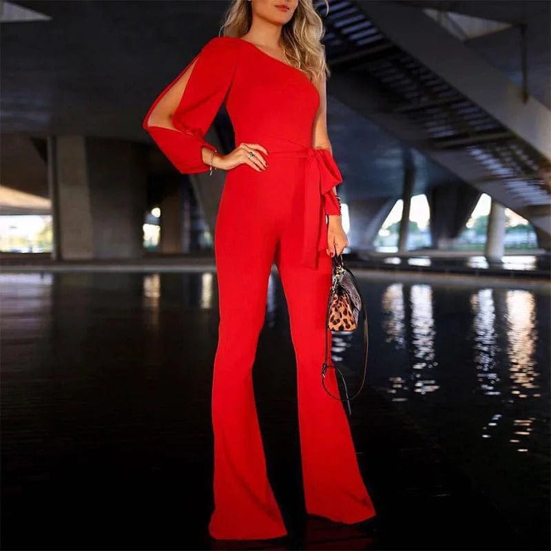 Women's Christmas Party Outfit Jumpsuit One Shoulder | Flared