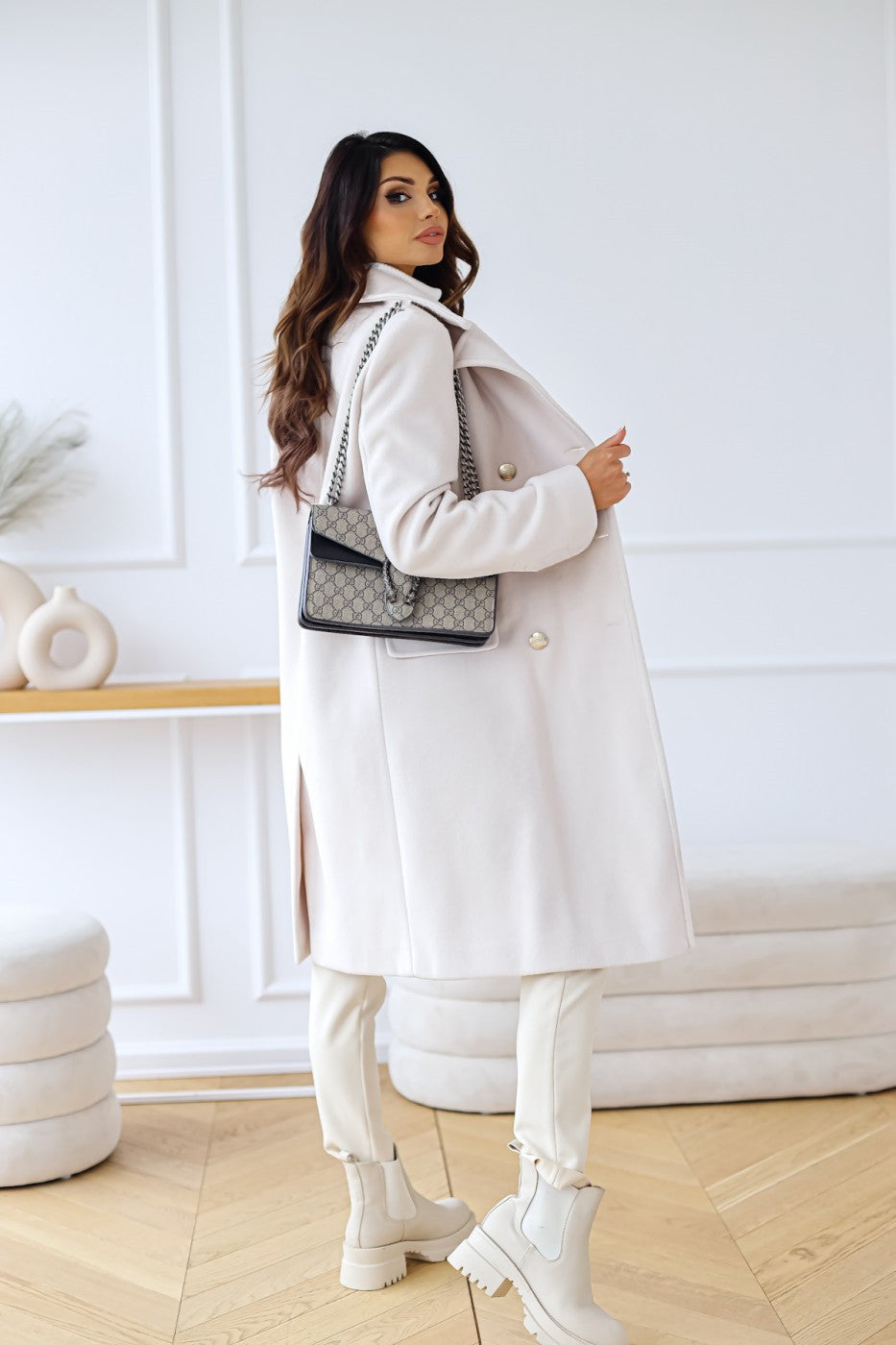 Women's Coat Double Breasted Button | Long